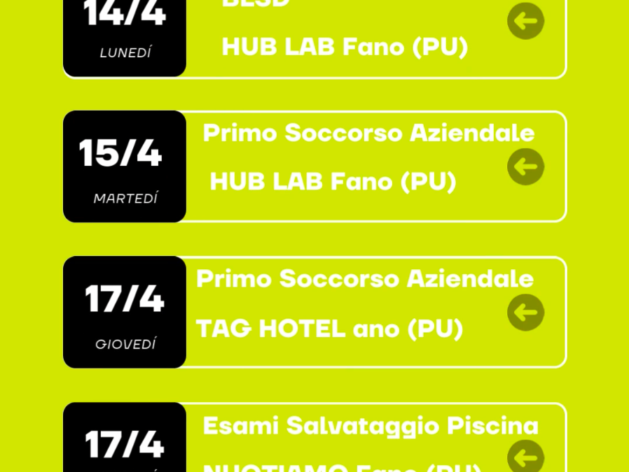 Le Prossime Date dei Corsi – Eventi