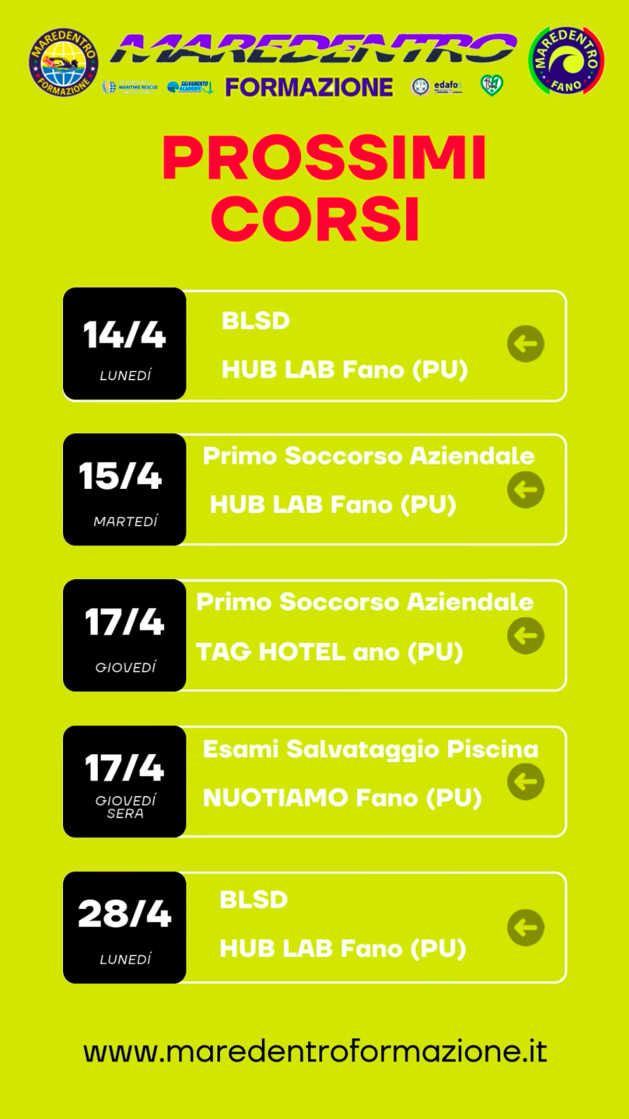 Le Prossime Date dei Corsi – Eventi